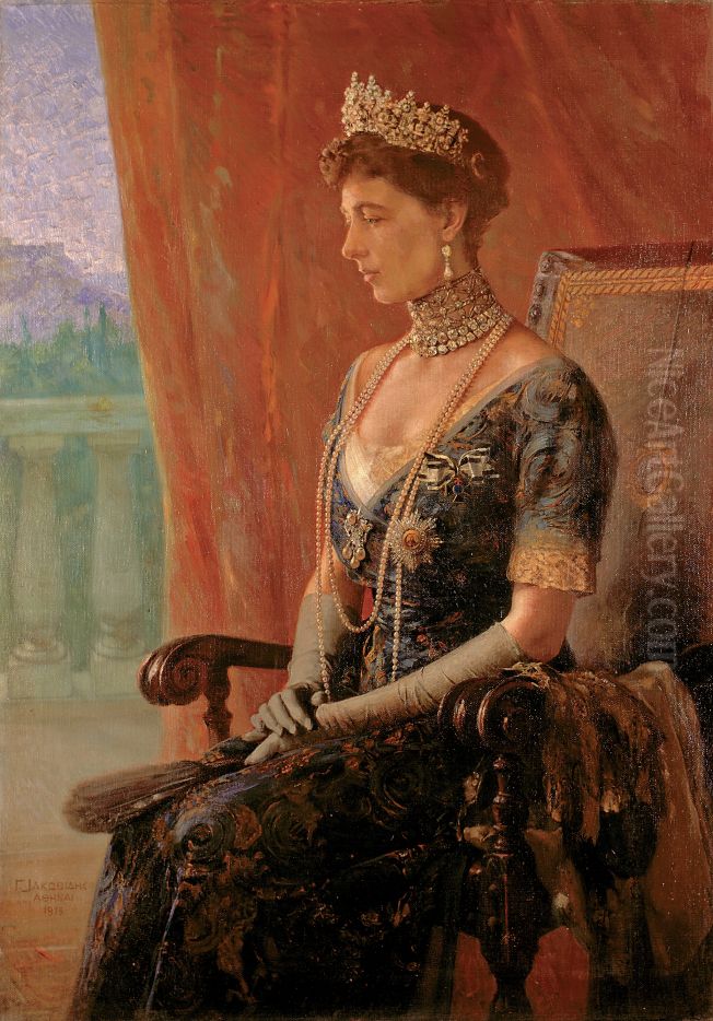 Portrait of Queen Sophia of Greece Oil Painting by Georgios Jakobides