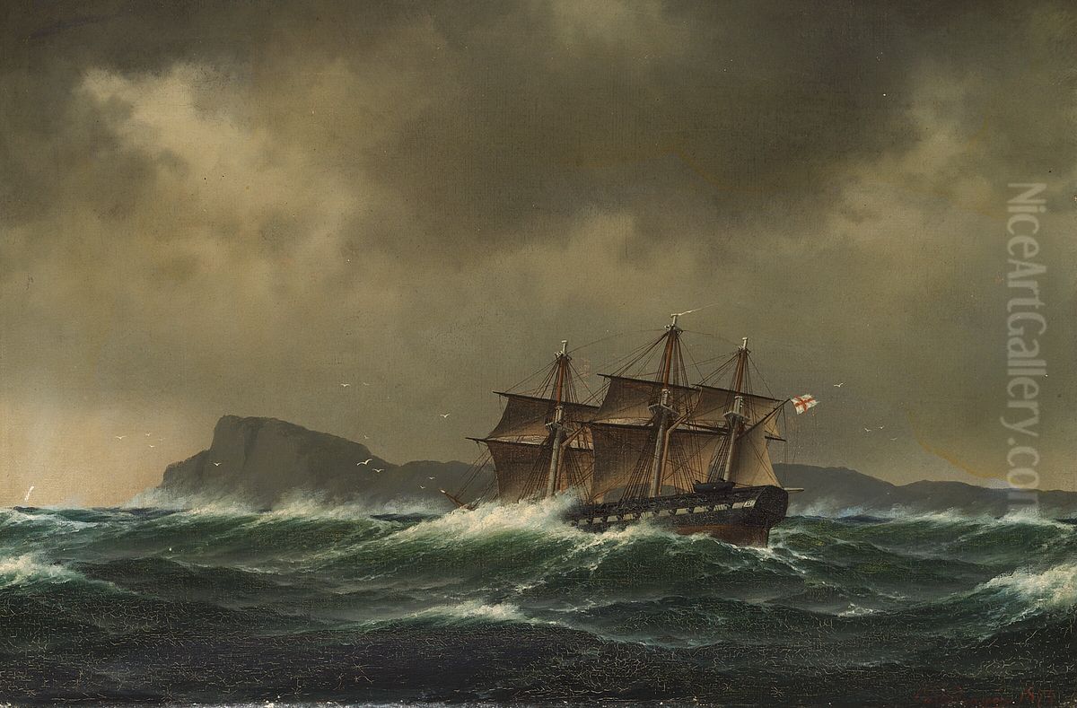 Marine ud for Kullen. Oil Painting by Carl Baagoe