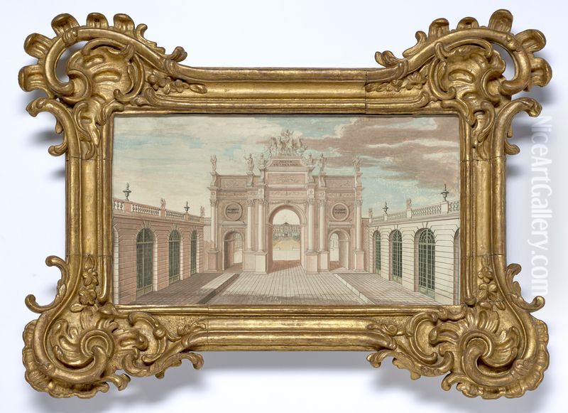 Place Royale de Nancy, (Arc de Triomphe) Oil Painting by Emmanuel Here de Corny