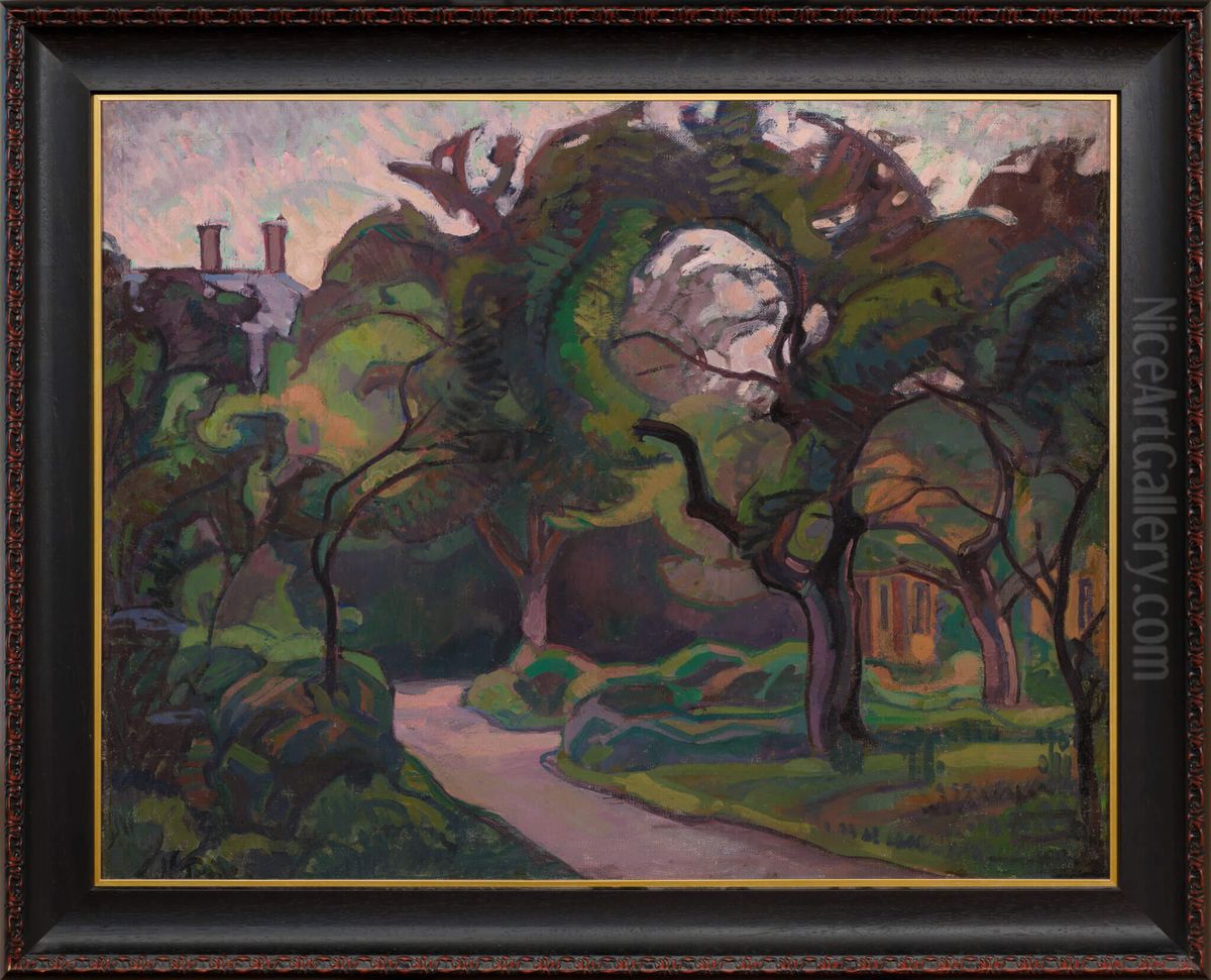 Old Garden Oil Painting by Nikolai Triik