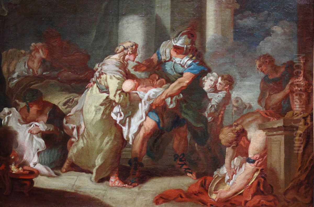 Le Jeune Pyrrhus sauve ? Oil Painting by Francois Boucher