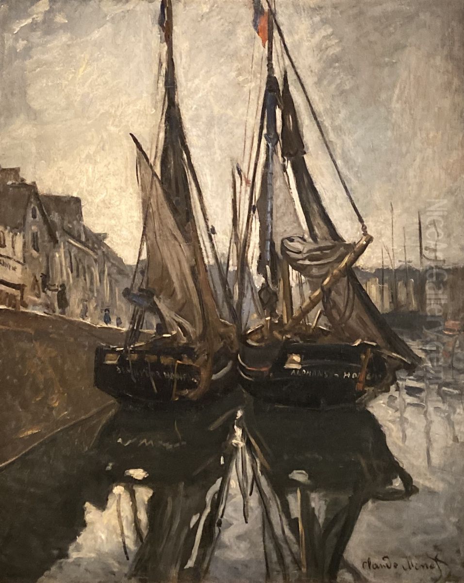 Fishing boats in Honfleur Oil Painting by Claude Oscar Monet