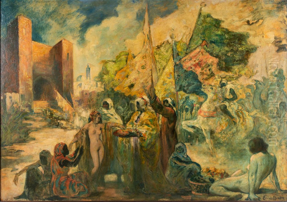 Slave market in Morocco Oil Painting by Emile Baes