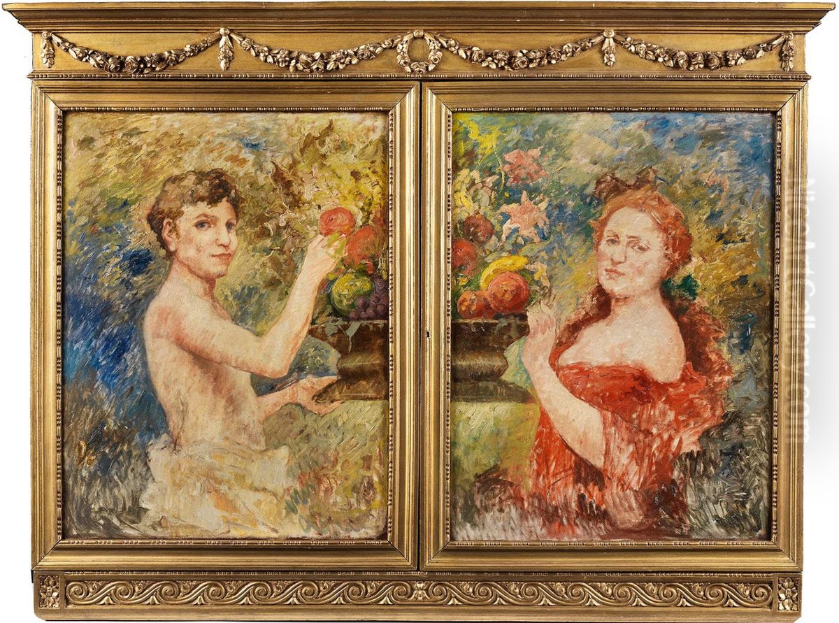 The gate of love (outer panels) Oil Painting by Emile Baes