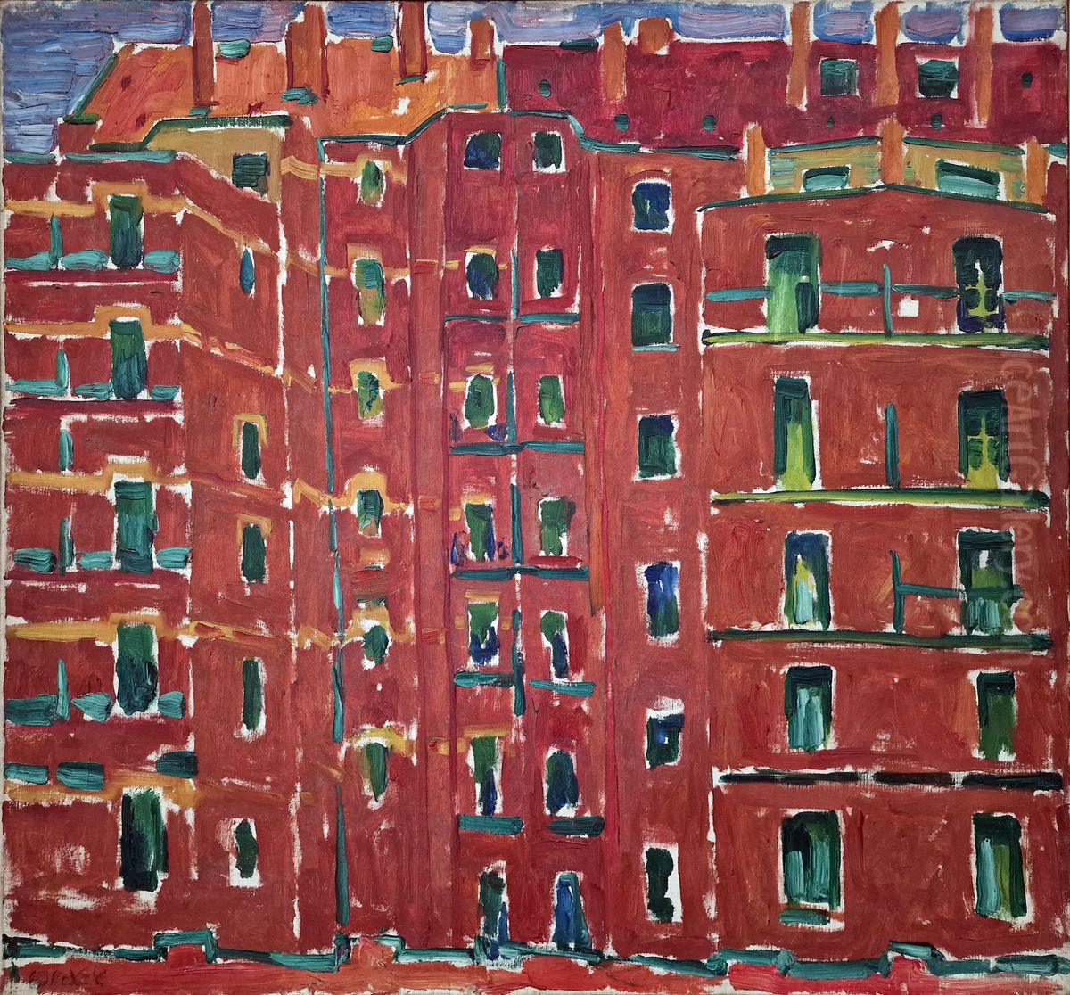 Back buildings Oil Painting by Walter Ophey