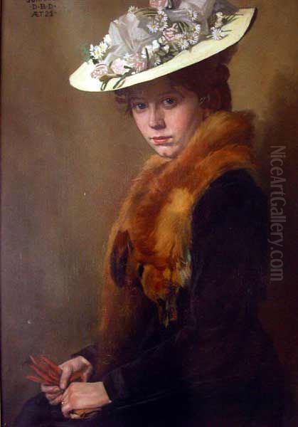 'Portret van een vrouw.' Johanna de Baat Doelman (1880-1968) Oil Painting by Johann Georg van Caspel