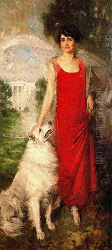 Official portrait of First Lady Grace Coolidge (1879-1957) Oil Painting by Howard Chandler Christy