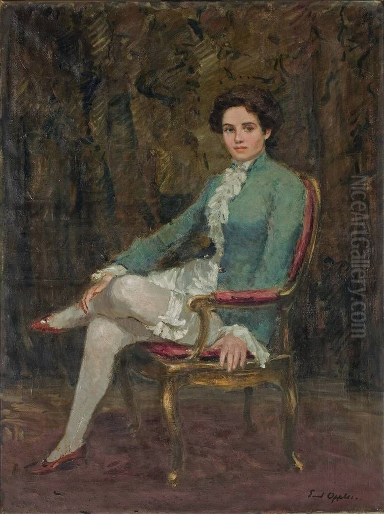 Frau im Theaterkostum. Oil Painting by Ernst Oppler