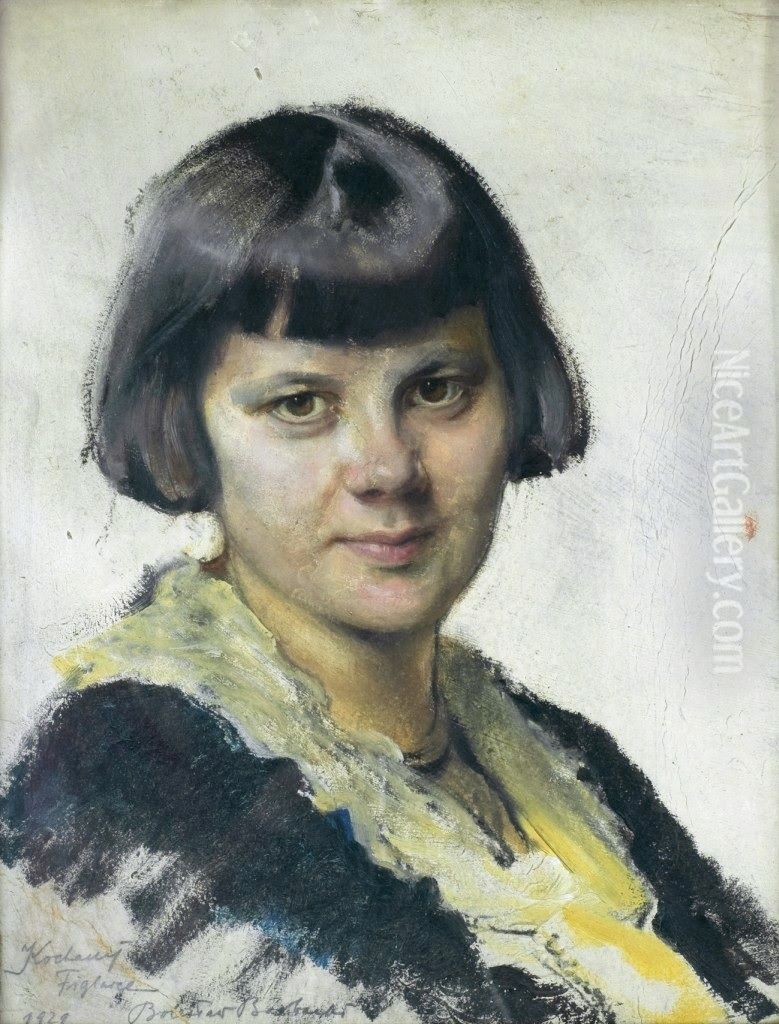 Kochanej Figlarce (Portret dziewczynki) Oil Painting by Boleslaw Barbacki
