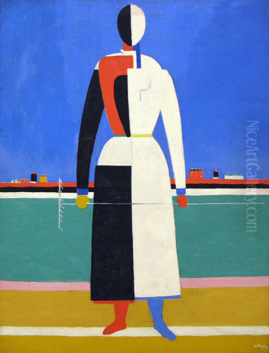 Woman with a rake Oil Painting by Kasimir Sevrinovitch Malevich