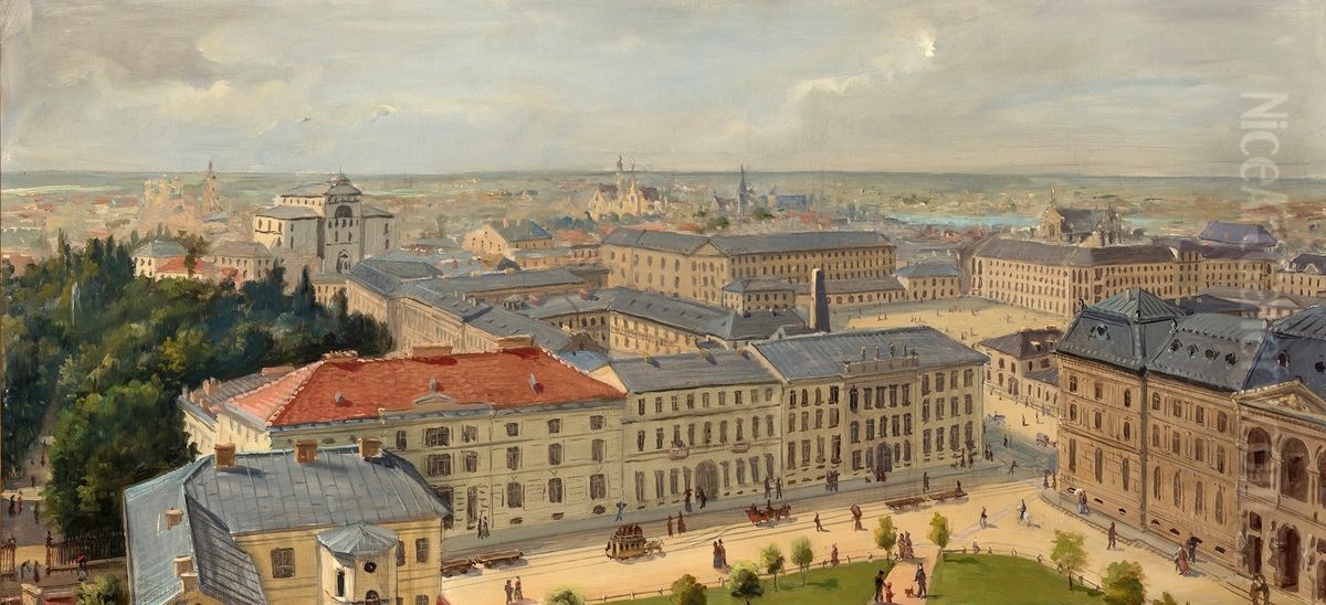 View of Warsaw from the Holy Trinity Church. Oil Painting by unknown
