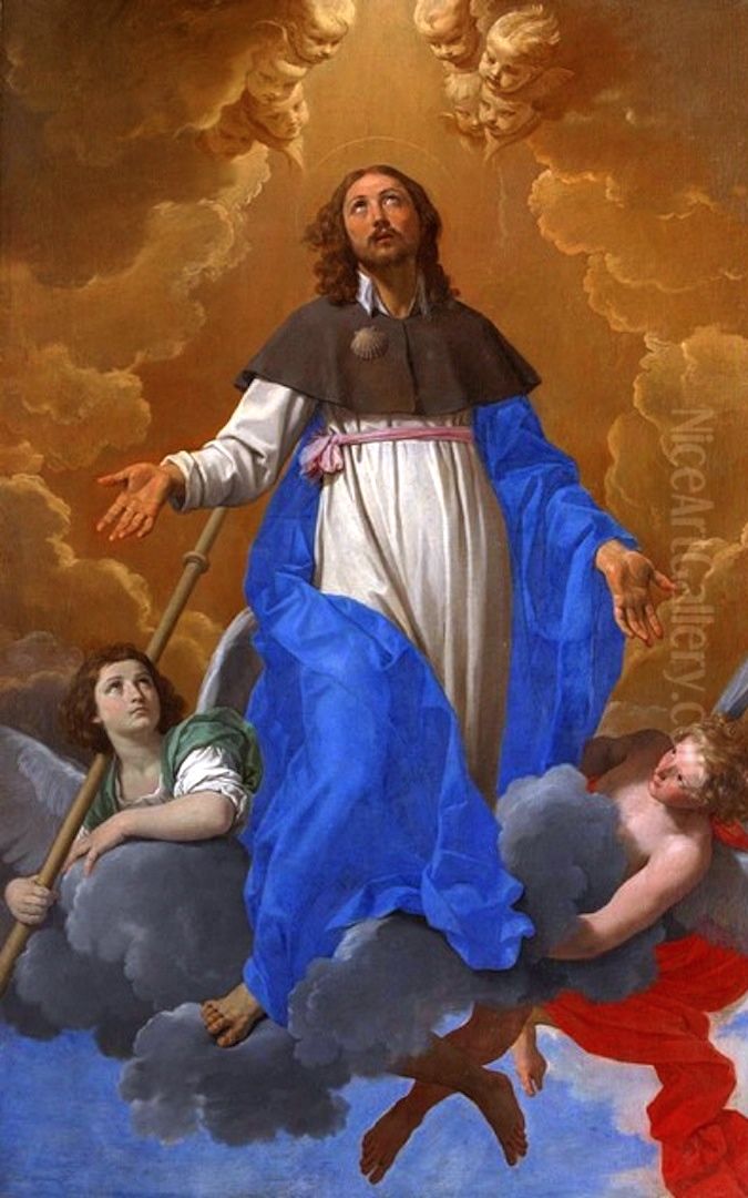 Saint James in Glory Oil Painting by Simone Cantarini (Pesarese)