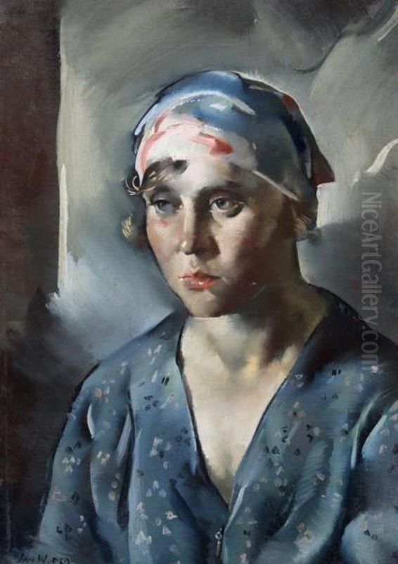 Portret kobiety Oil Painting by Jan Wydra