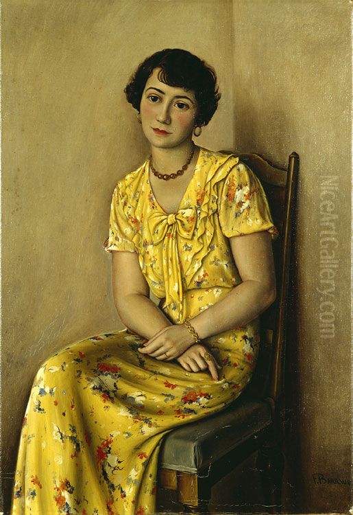 Jeune femme en jaune (Portrait de Mme. S.) Oil Painting by Francois Barraud