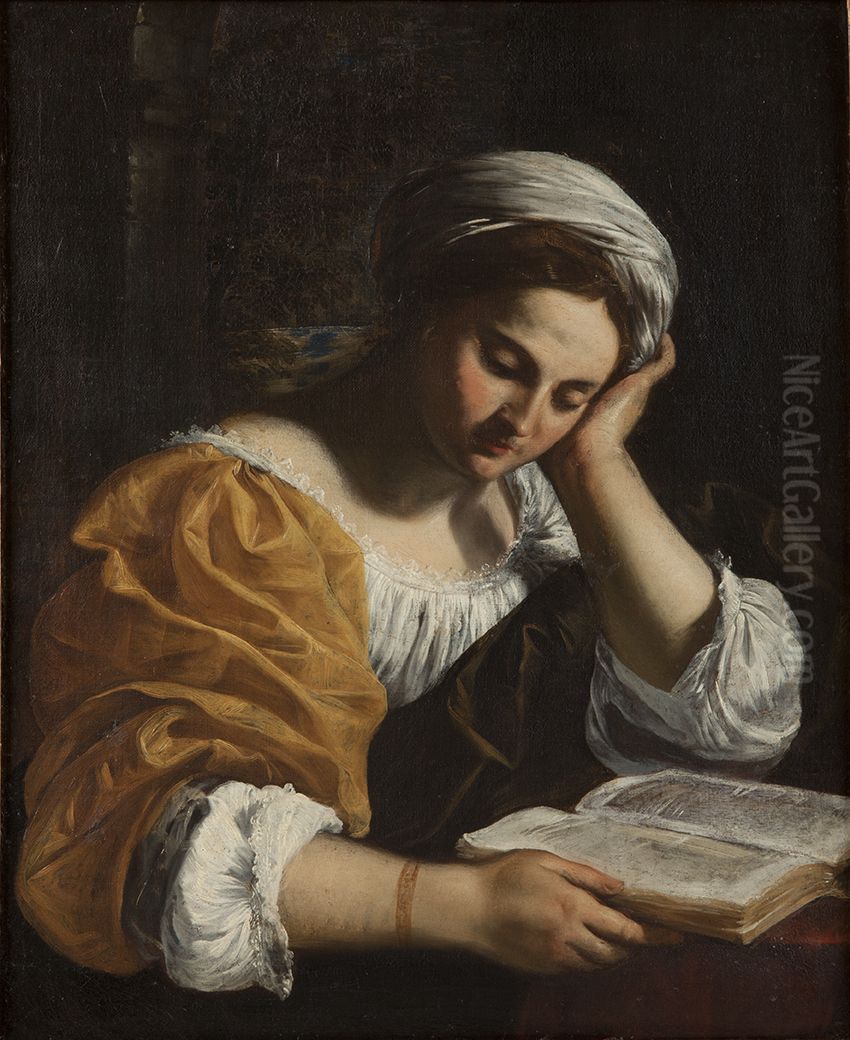 Reading Sibyl Oil Painting by Simone Cantarini (Pesarese)