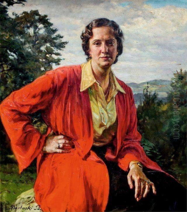 Janina Dlugoszowa (wlascicielka Siar) Oil Painting by Boleslaw Barbacki
