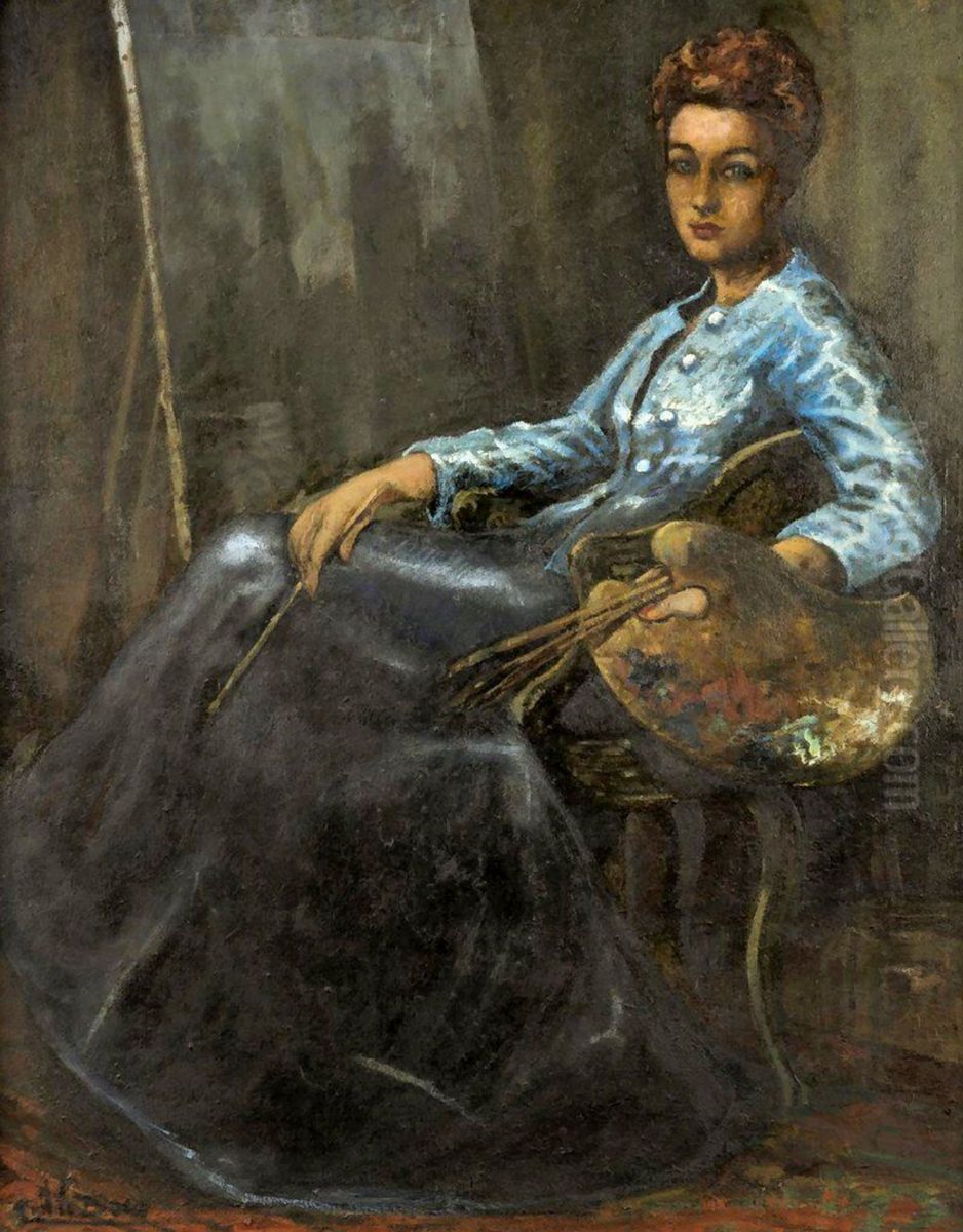 Portrait of Rachel Baes Oil Painting by Emile Baes