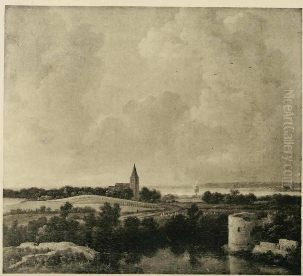 Landscape with the ruins of a fort Oil Painting by Jacob Van Ruisdael