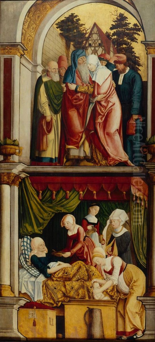 Flugel des ehemaligen Hochaltars der Frauenkirche mit Marienszenen Oil Painting by Barthel Beham