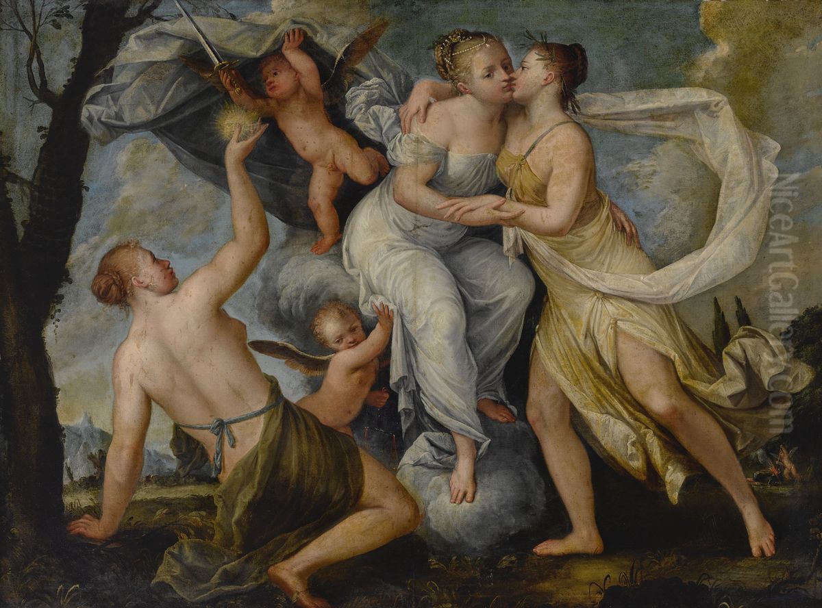 Allegory of truth, justice, and innocence Oil Painting by Marco Liberi