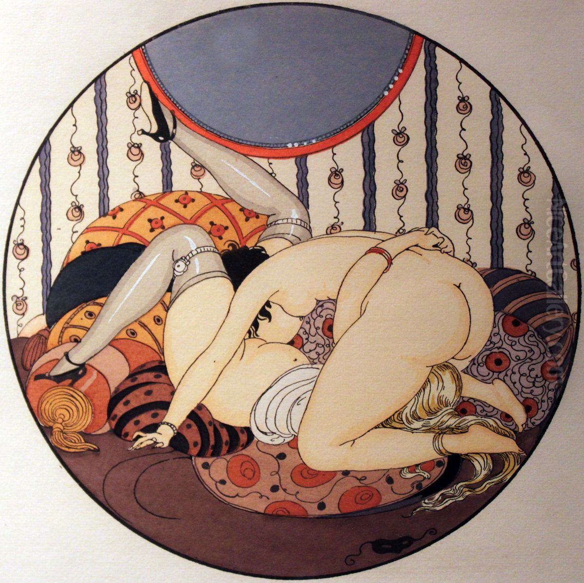 Serie d'aquarelles, qui paraissaient en 1925 sous le titre <<Les Delassements d'Eros>> enErotopolis(Paris). Oil Painting by Gerda Wegener