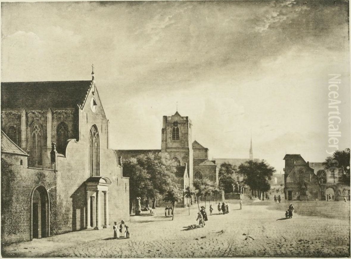 View of St. Georg Church in Cologne Oil Painting by Jan Van Der Heyden