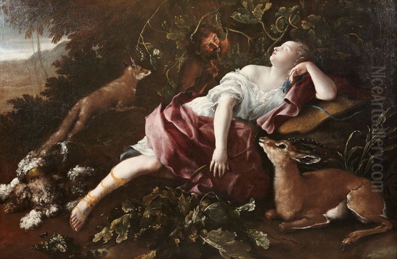 Diana Oil Painting by Domenico Guidobono