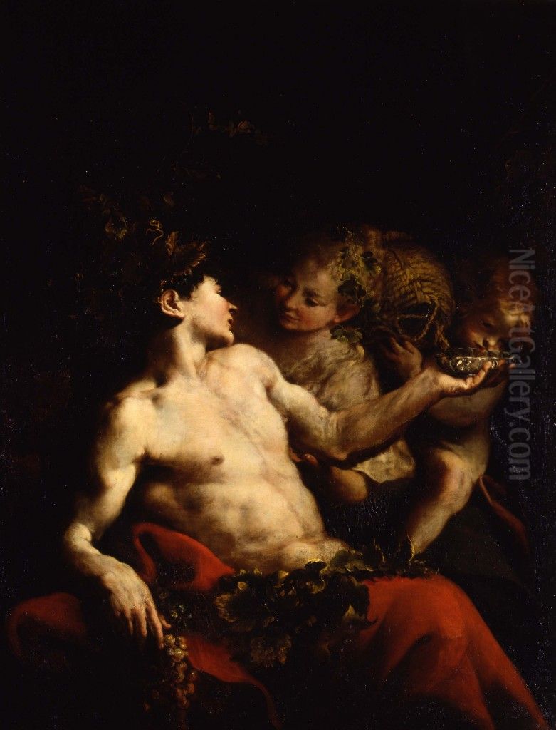 Bacchus Oil Painting by Bartolomeo Guidobono