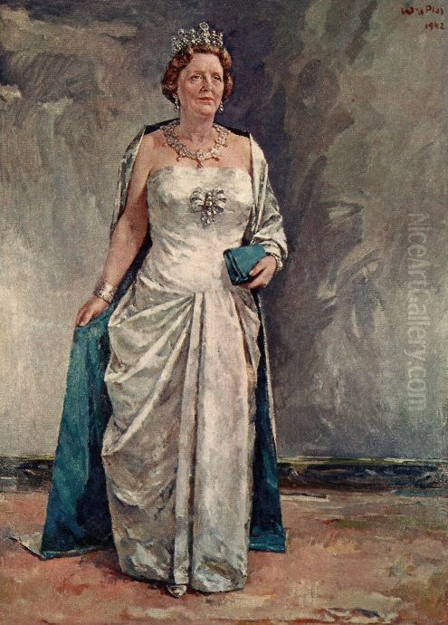 Staatsieportret van H.M. Koningin Juliana voor de gemeente Best Oil Painting by Wim van de Plas