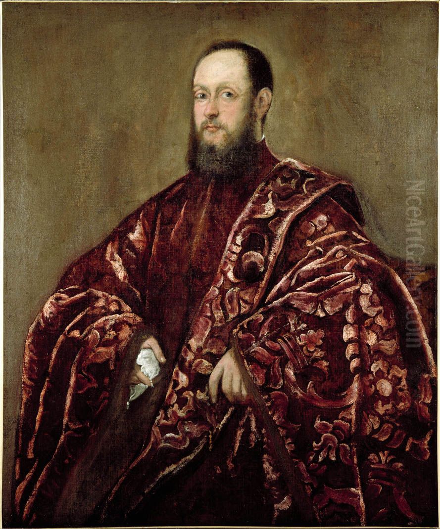 Portrait d'un membre de la famille Foscari Oil Painting by Jacopo Tintoretto