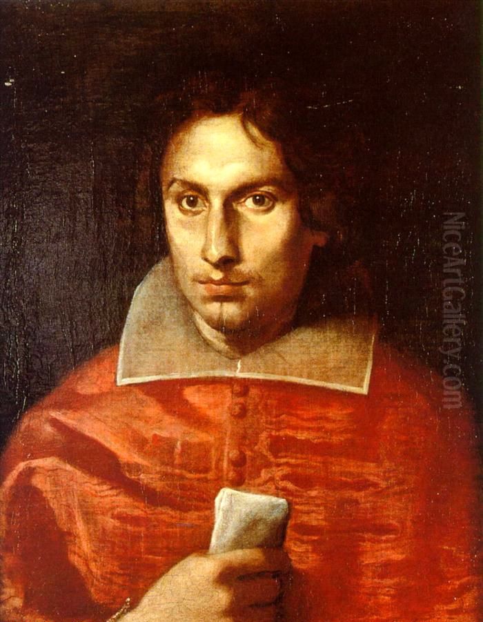 Portrait of Cardinal Antonio Barberini junior Oil Painting by Simone Cantarini (Pesarese)