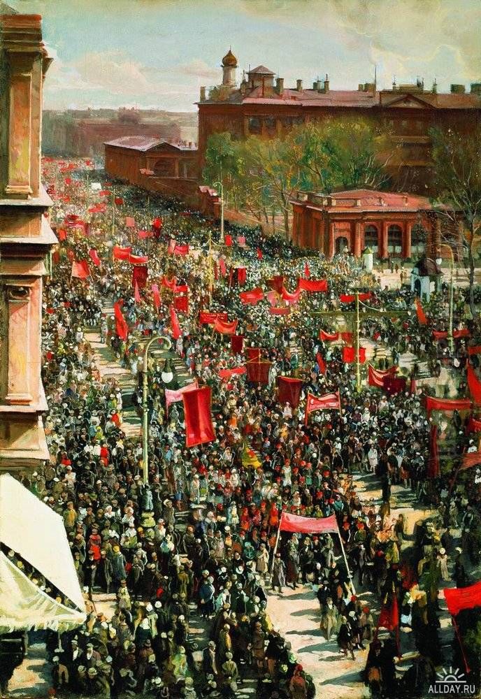 1st May demonstration Oil Painting by Isaak Brodsky