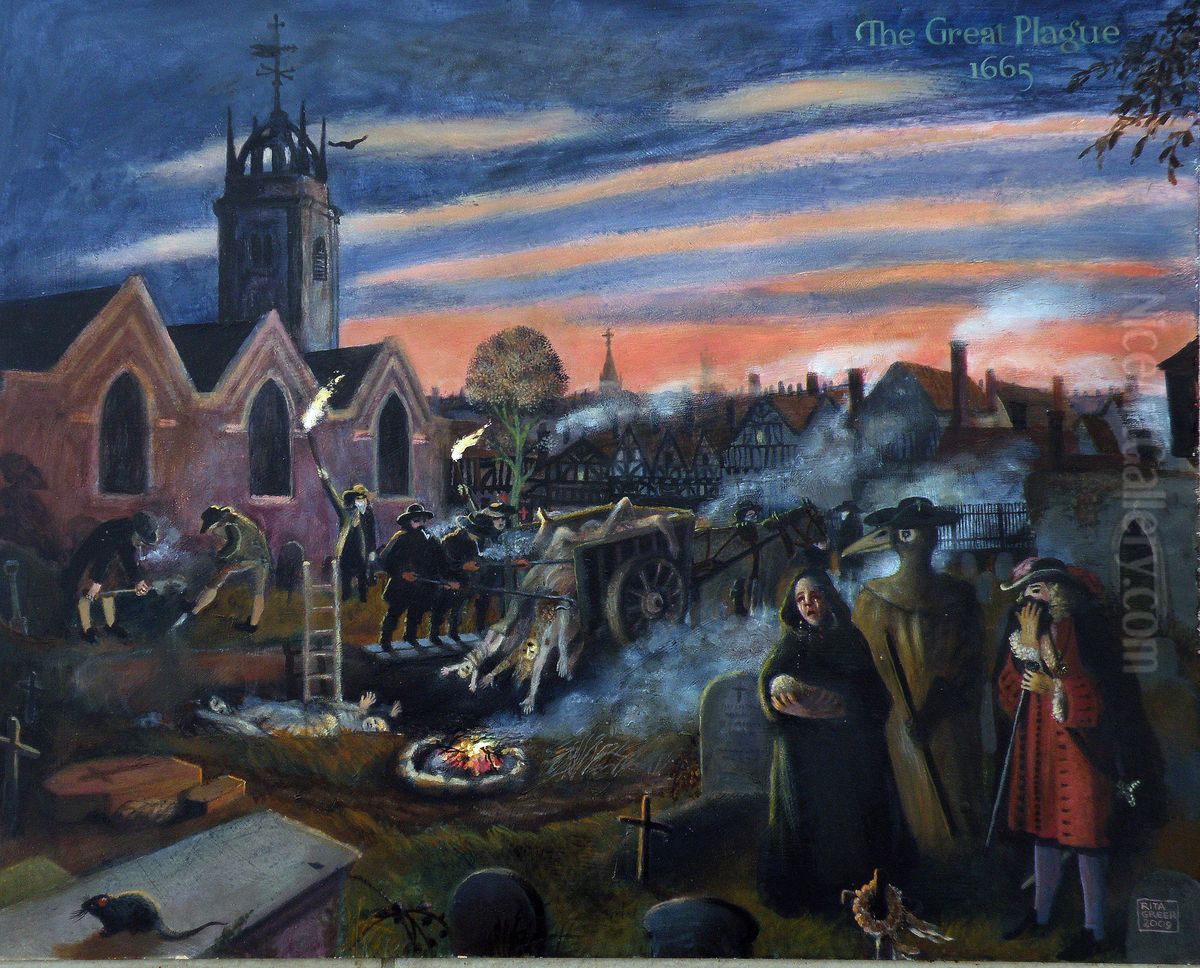 The Great Plague 1665 Oil Painting by Rita Greer
