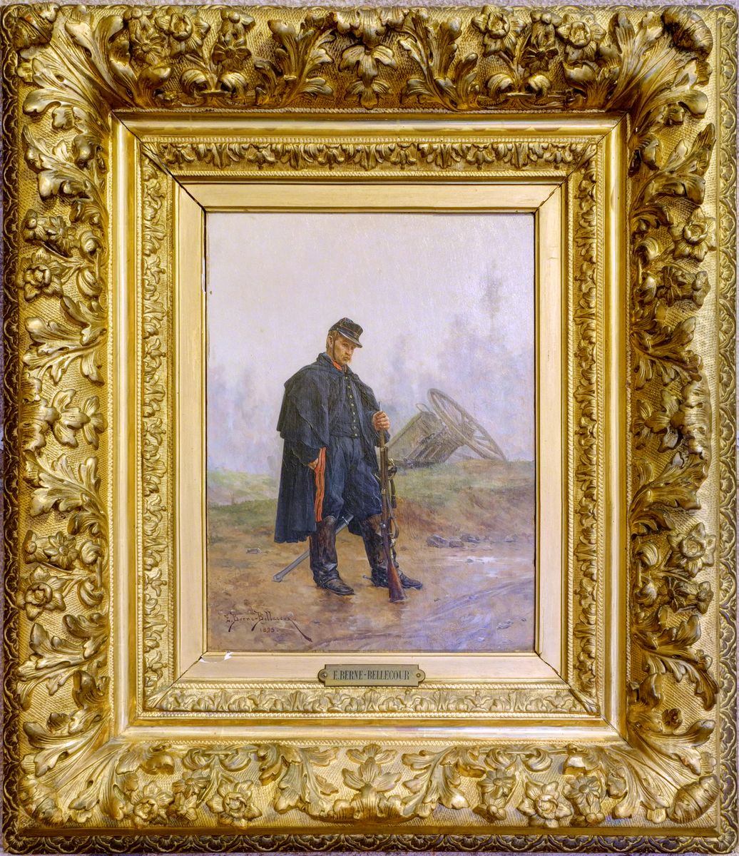 Artilleur a cheval en tenue de campagne. Oil Painting by Etienne-Prosper Berne-Bellecour