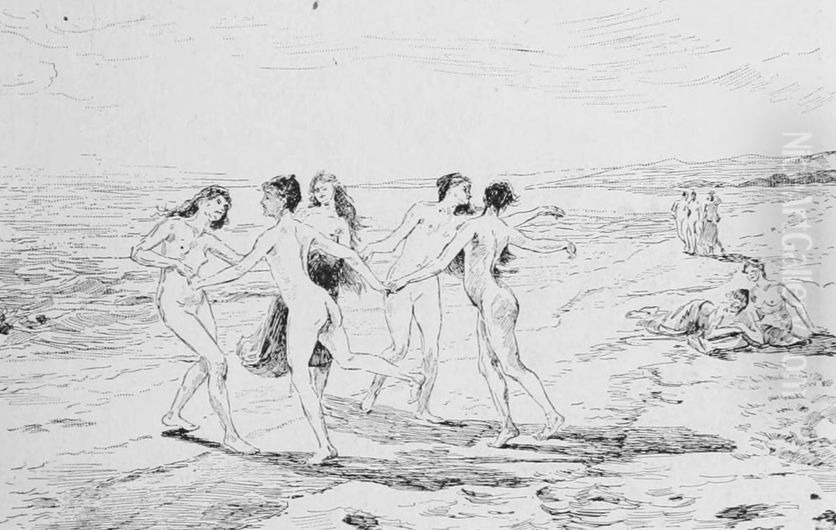 Au Bord de la Mer Oil Painting by Raphael Collin