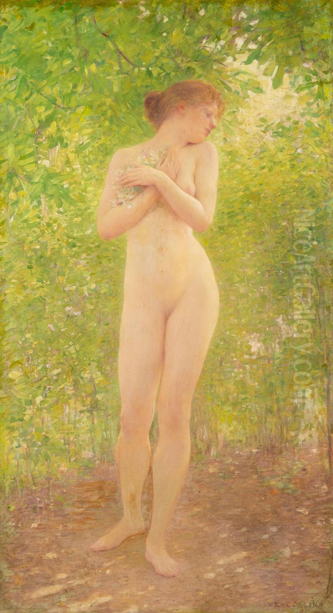 Femme nue dans la foret Oil Painting by Raphael Collin