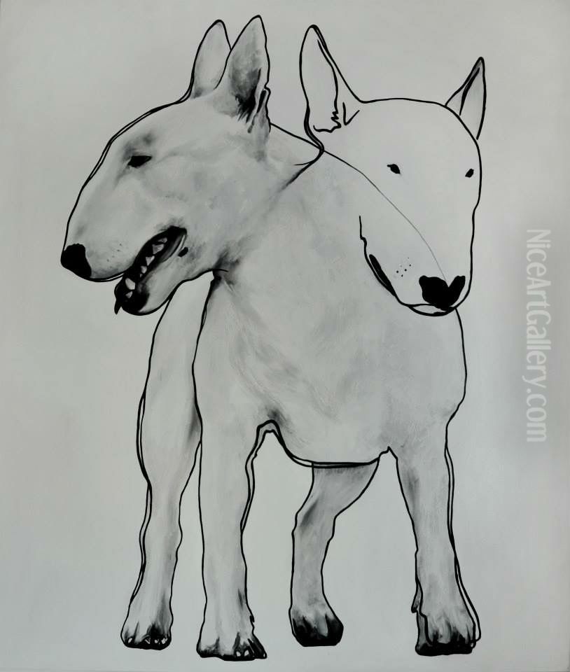 Dogs Oil Painting by Ulyana Nesheva