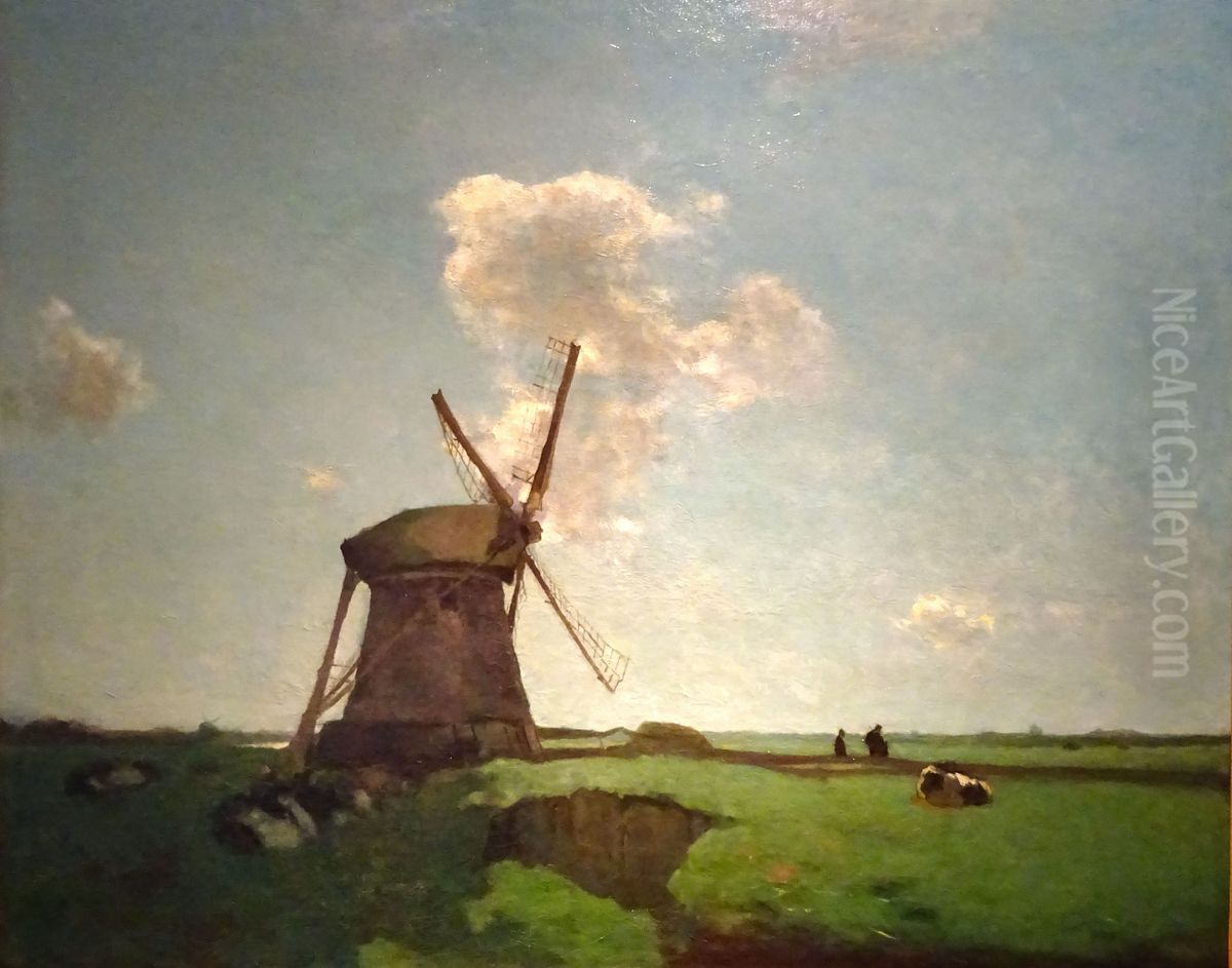 Molen bij Noorden Oil Painting by Johan Hendrik Weissenbruch