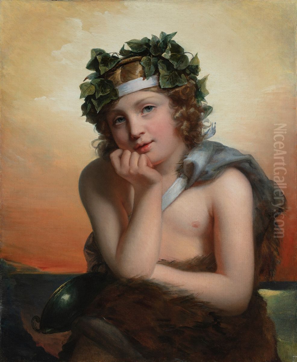 Bacchus as a child Oil Painting by Julie Hugo