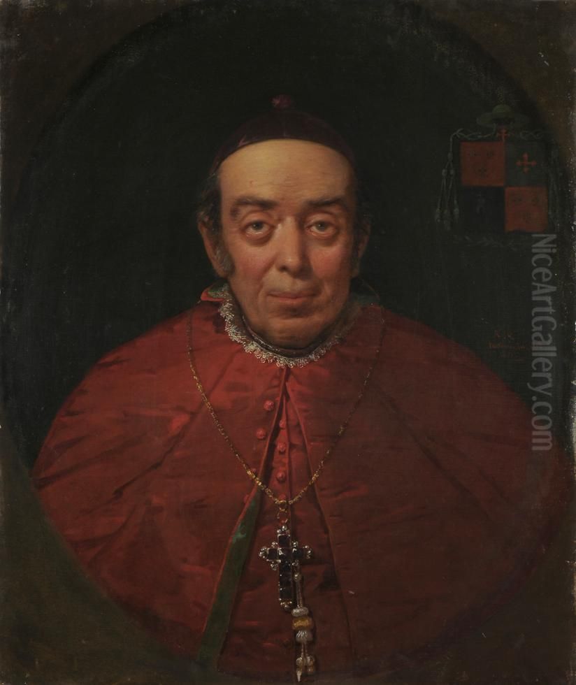Retrato del obispo doctor Diego Antonio de Elizondo y Prado Oil Painting by Raymond Monvoisin