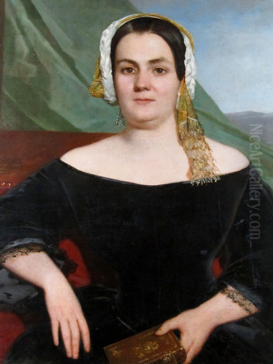 Dona Maria del Carmen Dolores Mackenna y Vicuna Oil Painting by Raymond Monvoisin