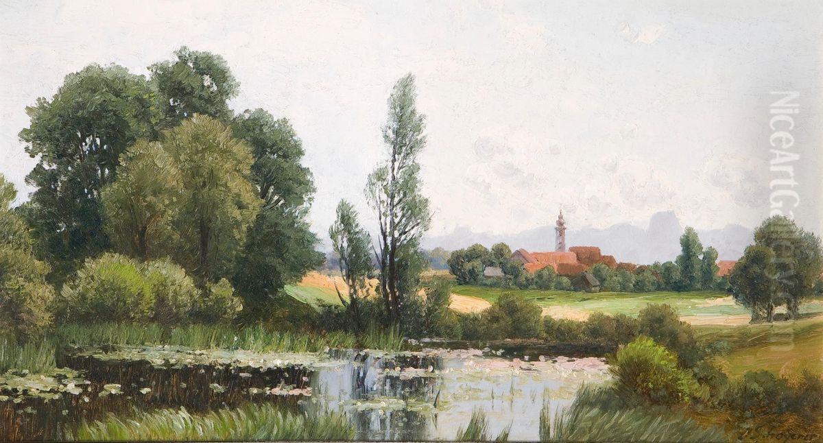 Beyharting bei Bad Aibling Oil Painting by Josef Schoyerer