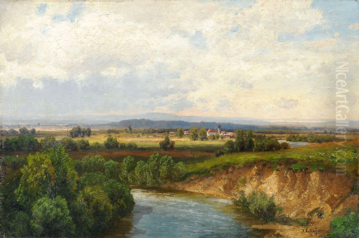 An der Ammer bei Polling Oil Painting by Josef Schoyerer
