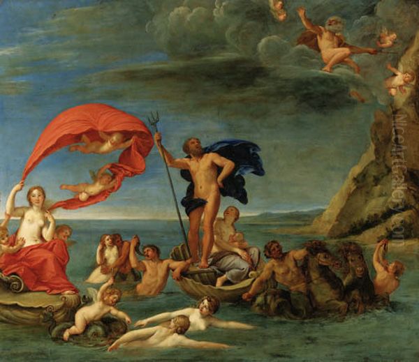 The Maritime Realm, Neptune and Amphitrite Oil Painting by Francesco Albani