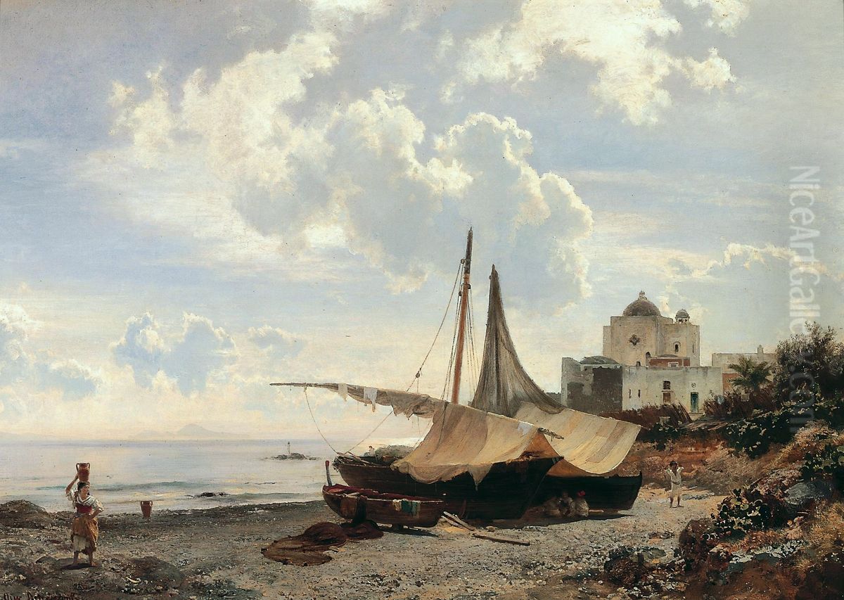 Torre del Greco Oil Painting by Oswald Achenbach