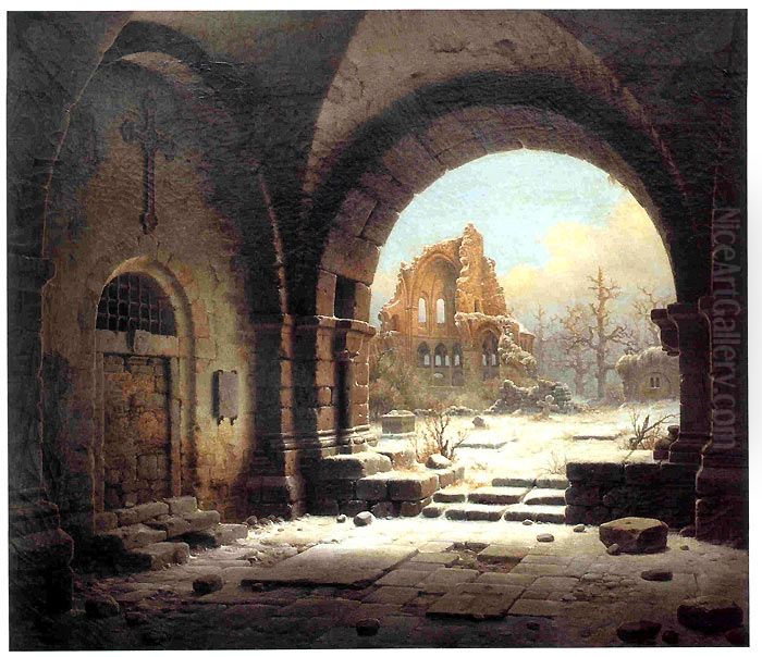 Ruine des Klosters Heisterbach Oil Painting by Carl Hasenpflug