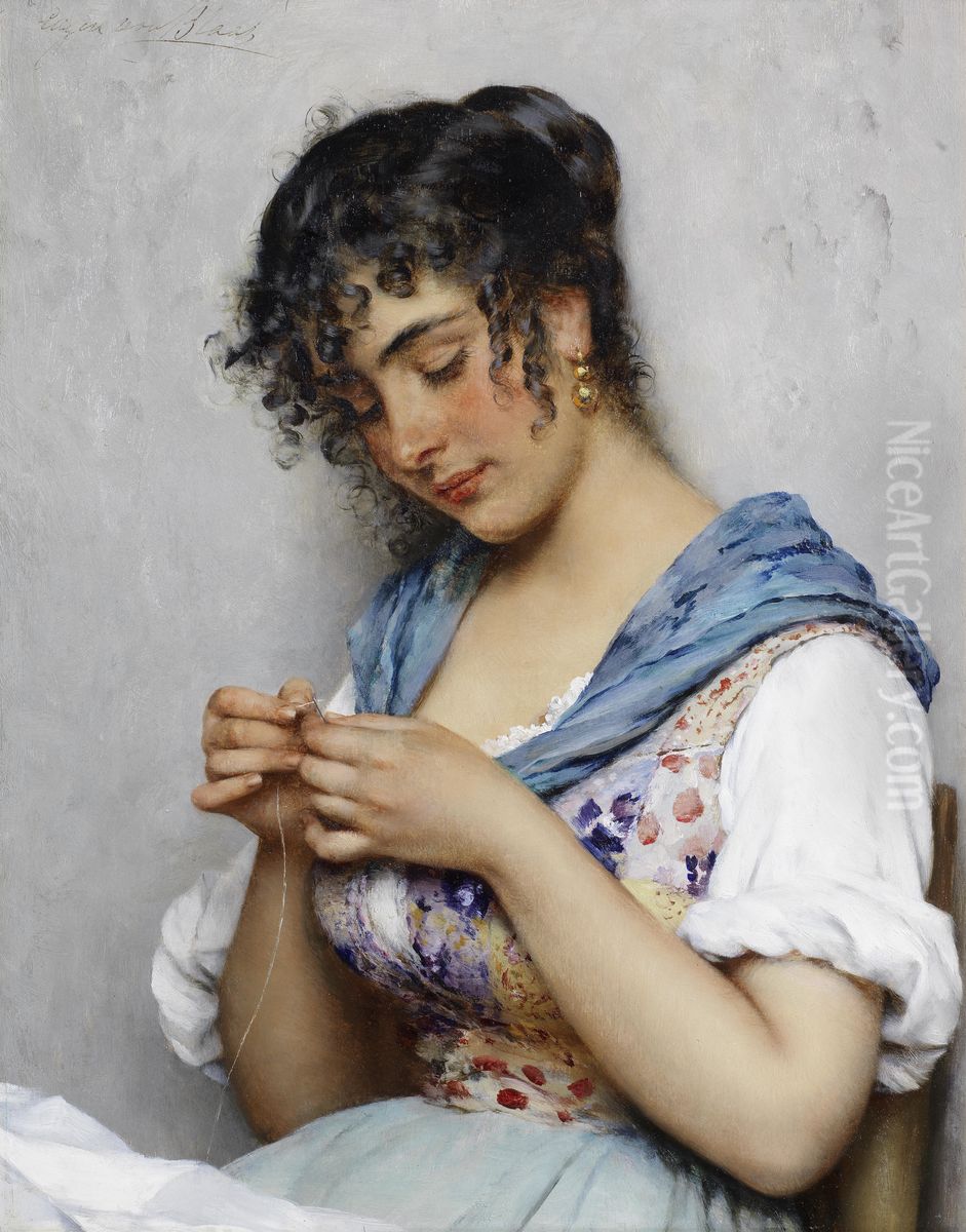 The Italian seamstress Oil Painting by Eugene de Blaas