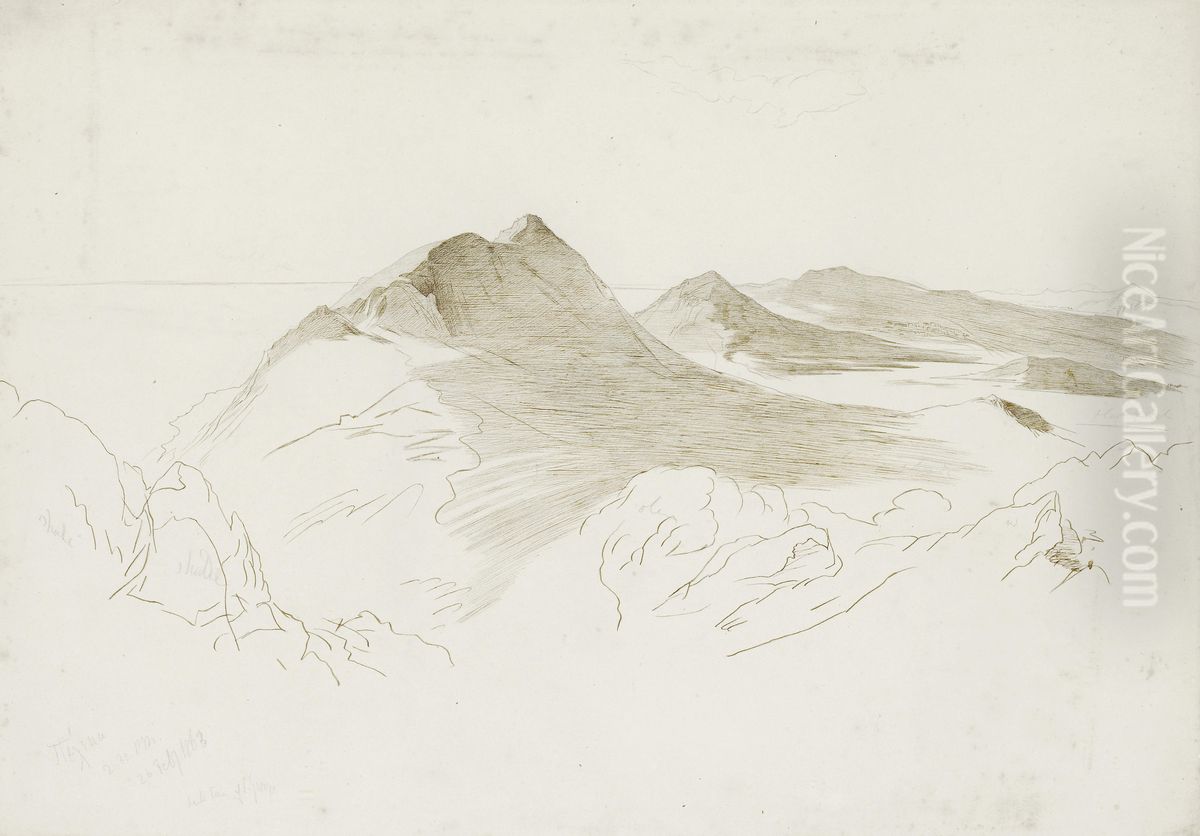 Mountainous coastline, Corfu Oil Painting by Edward Lear