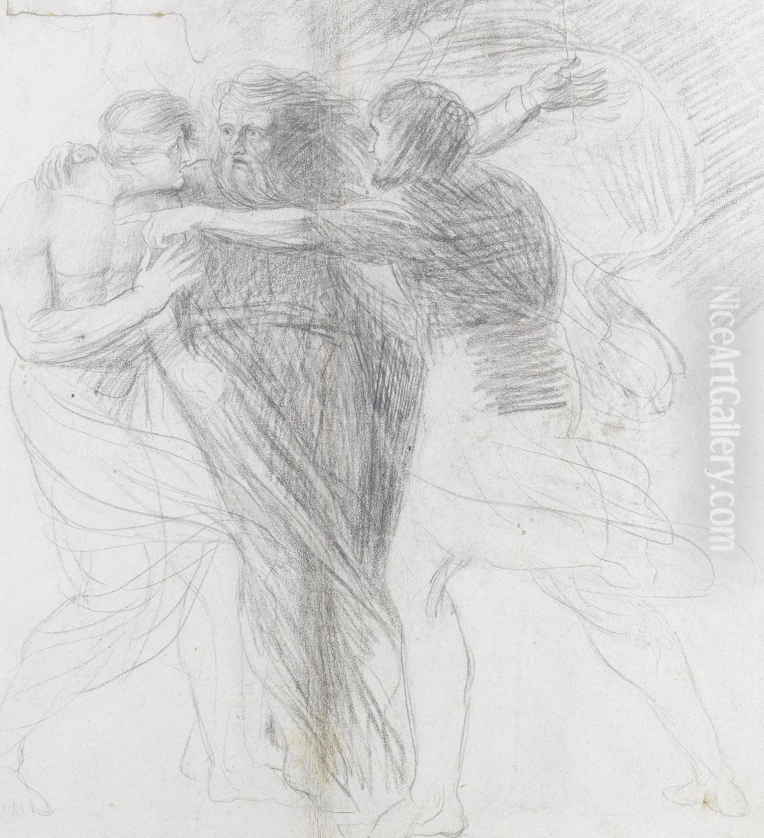 King Lear, Edgar and the fool Oil Painting by George Romney