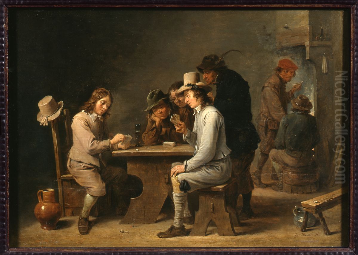 The card players Oil Painting by David Teniers the Younger